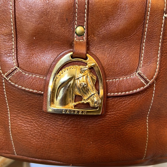 Ralph Lauren Vintage Western Style Horse Emblem Leather Tote Shoulder Bag - Picture 3 of 13